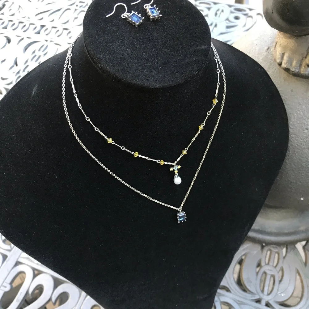 Vintage Y2K Gerard Yosca New York 2 Tiered Necklace matching earrings Set - Picture 6 of 12